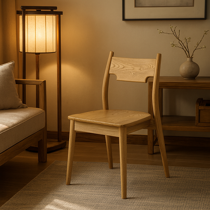 North American White Ash - Contemporary Scandinavian Solid Wood Chair: Ergonomic Slightly Reclined Backrest Dining Chair For Dining Room