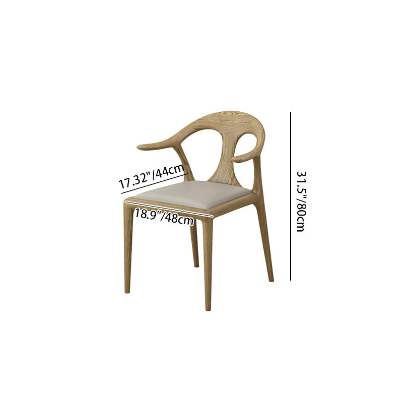North American White Ash - Contemporary Scandinavian Solid Wood Chair: Contoured One-Piece Backrest & Armrest Dining Chair For Dining Room