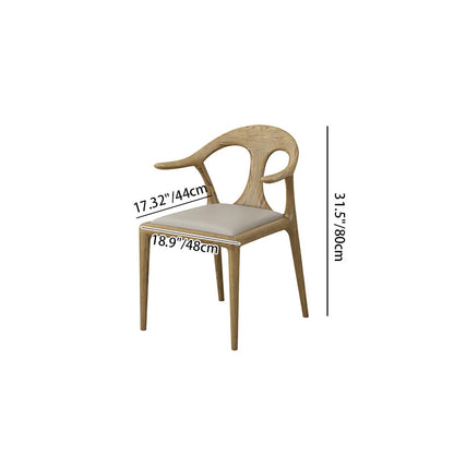 North American White Ash - Contemporary Scandinavian Solid Wood Chair: Contoured One-Piece Backrest & Armrest Dining Chair For Dining Room