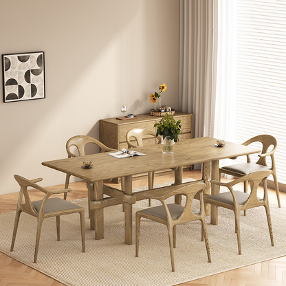 North American White Ash - Contemporary Scandinavian Solid Wood Chair: Contoured One-Piece Backrest & Armrest Dining Chair For Dining Room