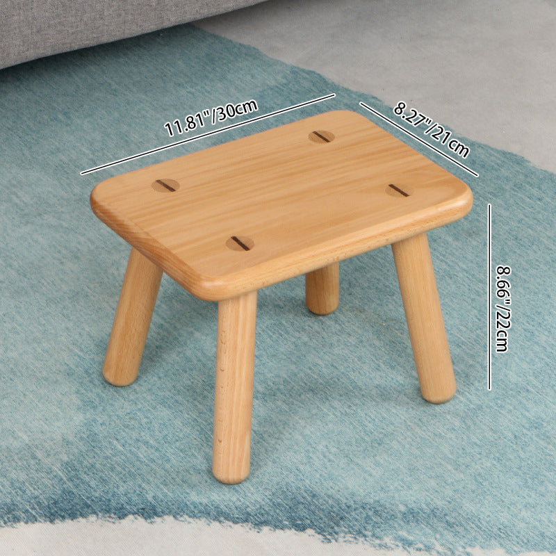 Contemporary Creative Rectangular Beech Solid Wood Kids Low Stool For Entryways & Living Room