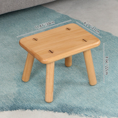 Contemporary Creative Rectangular Beech Solid Wood Kids Low Stool For Entryways & Living Room