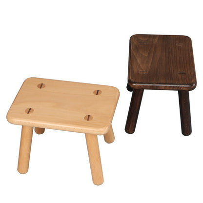 Contemporary Creative Rectangular Beech Solid Wood Kids Low Stool For Entryways & Living Room