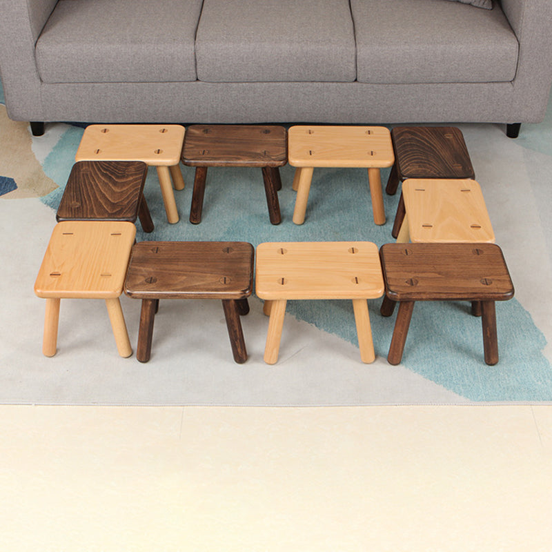 Contemporary Creative Rectangular Beech Solid Wood Kids Low Stool For Entryways & Living Room