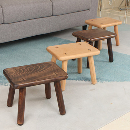 Contemporary Creative Rectangular Beech Solid Wood Kids Low Stool For Entryways & Living Room