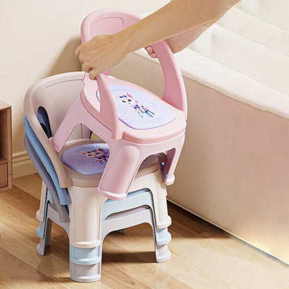 Contemporary Creative Round PP Sound-Emitting Stackable Backrest Armrest Kids Low Stool For Living Room & Bedroom