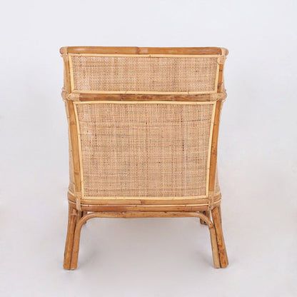 Traditional Chinese Backrest Armrest Sofa: Natural Indonesian Rattan & Handwoven - Waterproof Cushion Zen-Style Chair For Living Room