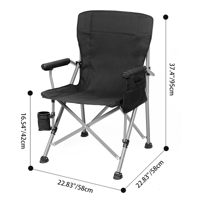 Modern Minimalist Square Carbon Steel Oxford Fabric Foldable Backrest Armrest Black Camping Chair For Outdoor