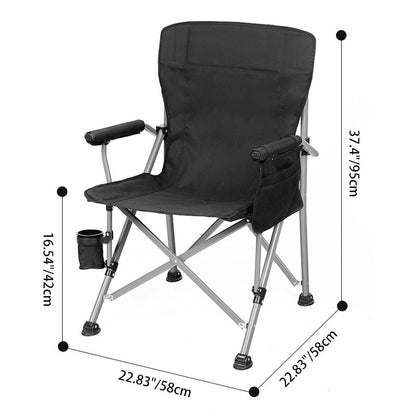 Modern Minimalist Square Carbon Steel Oxford Fabric Foldable Backrest Armrest Black Camping Chair For Outdoor