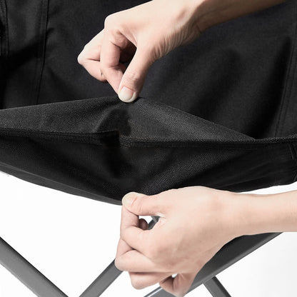 Modern Minimalist Square Carbon Steel Oxford Fabric Foldable Backrest Armrest Black Camping Chair For Outdoor