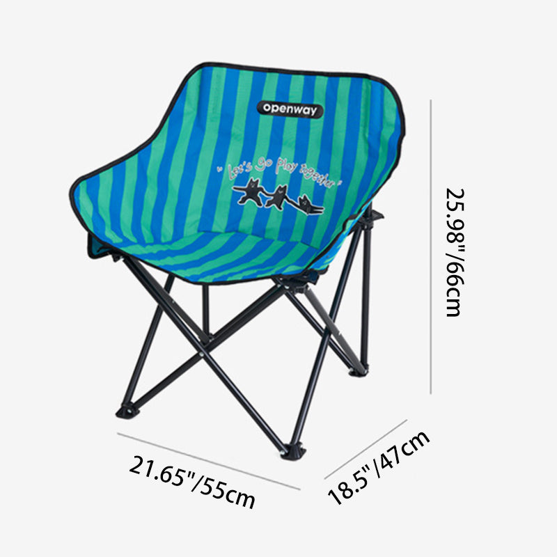 Modern Minimalist Square Carbon Steel Oxford Fabric Foldable Backrest Striped/Plaid Camping Chair For Outdoor