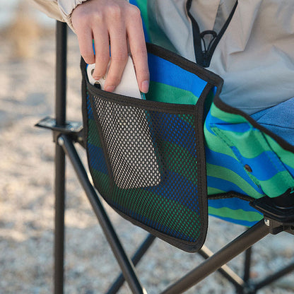 Modern Minimalist Square Carbon Steel Oxford Fabric Foldable Backrest Striped/Plaid Camping Chair For Outdoor