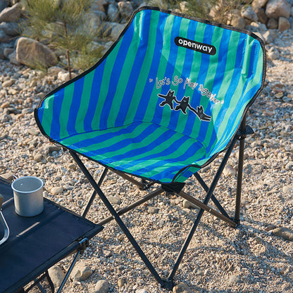 Modern Minimalist Square Carbon Steel Oxford Fabric Foldable Backrest Striped/Plaid Camping Chair For Outdoor