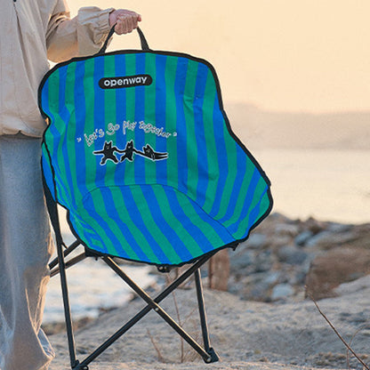 Modern Minimalist Square Carbon Steel Oxford Fabric Foldable Backrest Striped/Plaid Camping Chair For Outdoor