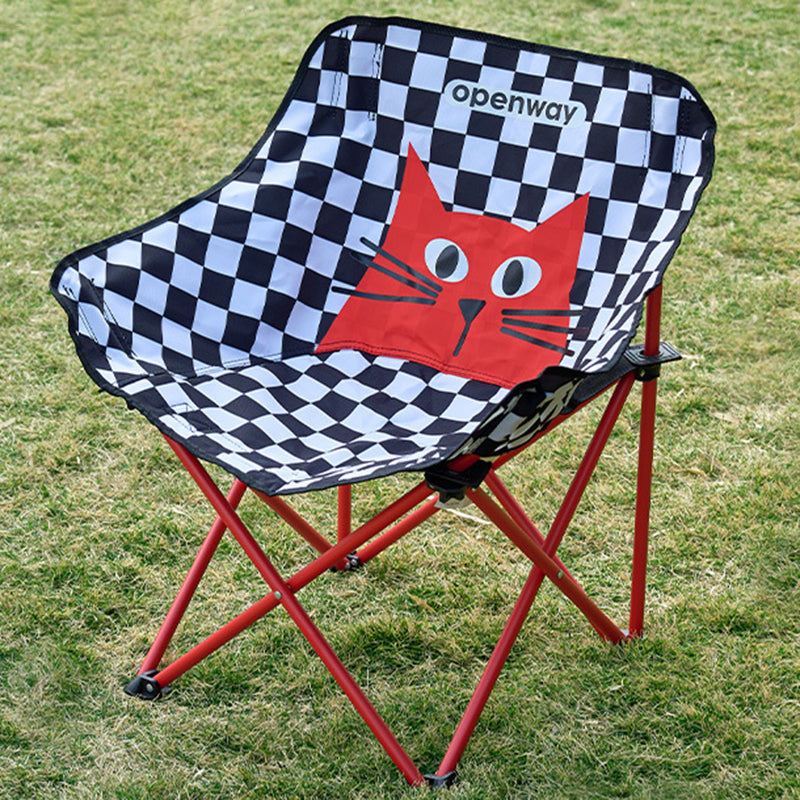 Modern Minimalist Square Carbon Steel Oxford Fabric Foldable Backrest Striped/Plaid Camping Chair For Outdoor