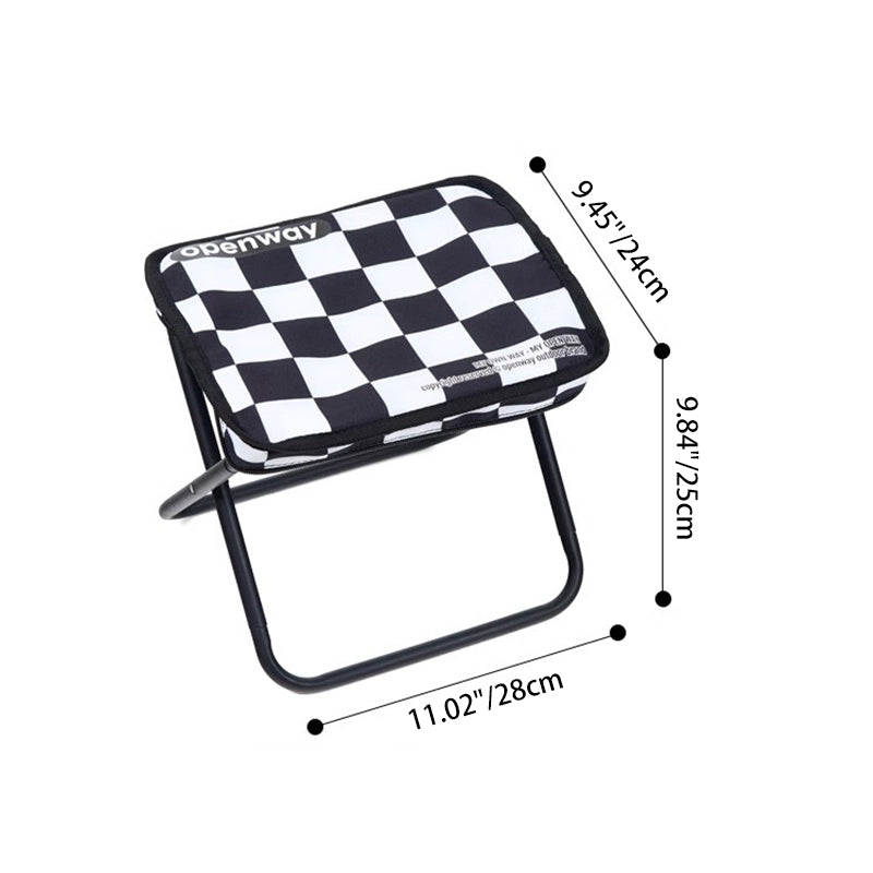 Modern Minimalist Rectangular Carbon Steel Oxford Fabric Foldable Backrest Striped/Plaid Folding Stool For Outdoor