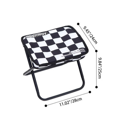 Modern Minimalist Rectangular Carbon Steel Oxford Fabric Foldable Backrest Striped/Plaid Folding Stool For Outdoor
