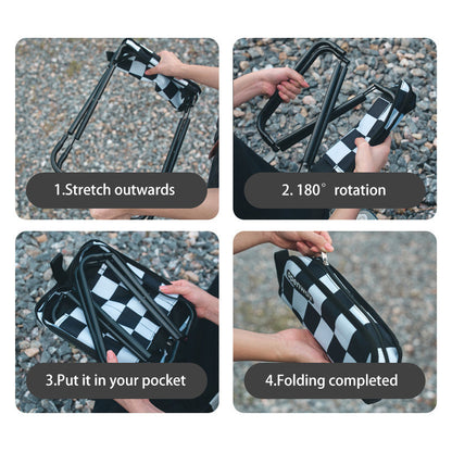 Modern Minimalist Rectangular Carbon Steel Oxford Fabric Foldable Backrest Striped/Plaid Folding Stool For Outdoor