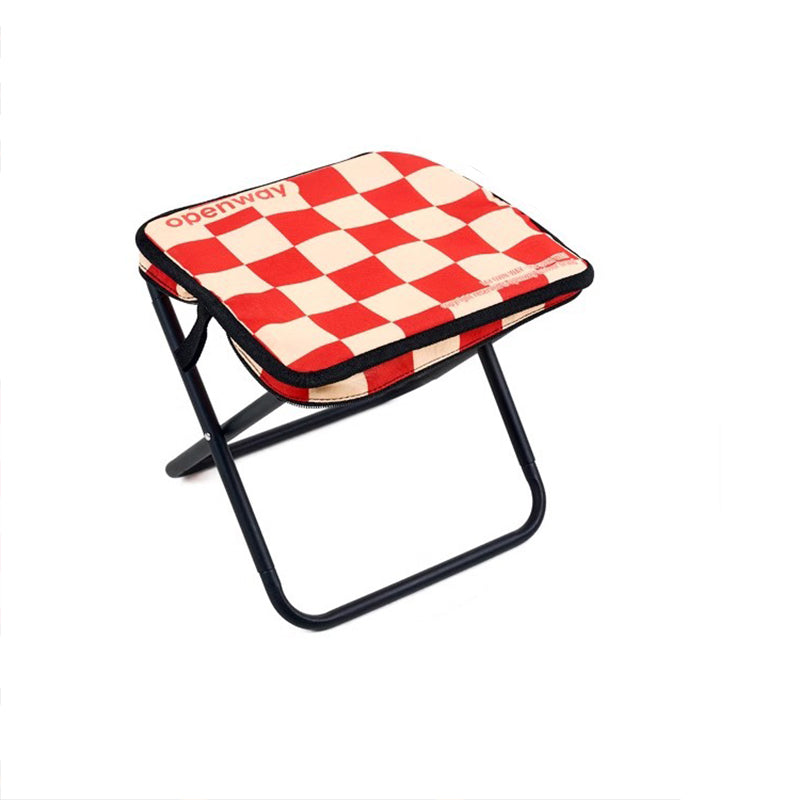 Modern Minimalist Rectangular Carbon Steel Oxford Fabric Foldable Backrest Striped/Plaid Folding Stool For Outdoor