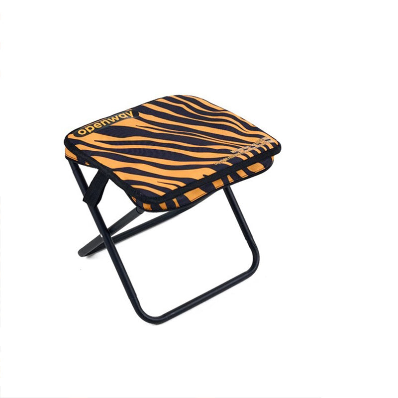 Modern Minimalist Rectangular Carbon Steel Oxford Fabric Foldable Backrest Striped/Plaid Folding Stool For Outdoor