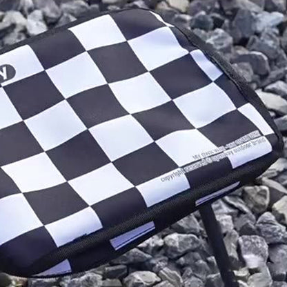 Modern Minimalist Rectangular Carbon Steel Oxford Fabric Foldable Backrest Striped/Plaid Folding Stool For Outdoor