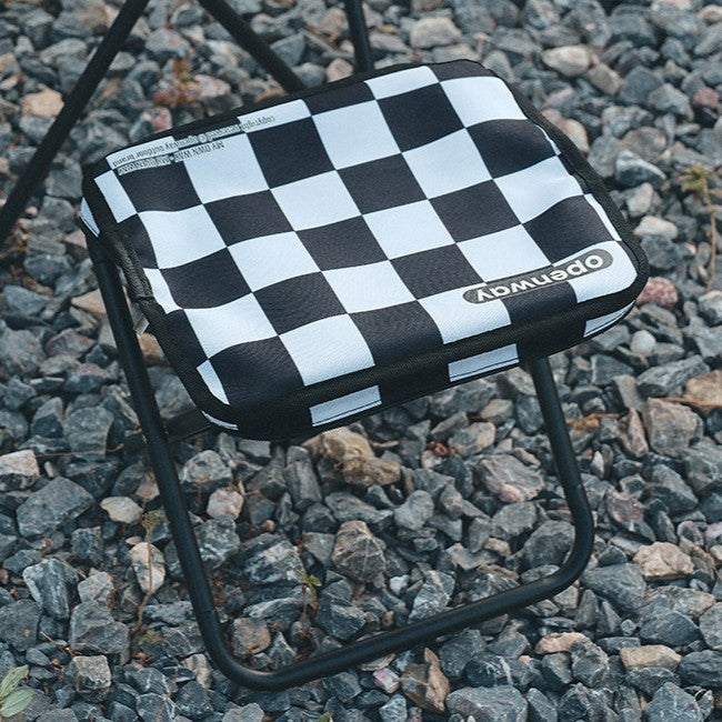 Modern Minimalist Rectangular Carbon Steel Oxford Fabric Foldable Backrest Striped/Plaid Folding Stool For Outdoor