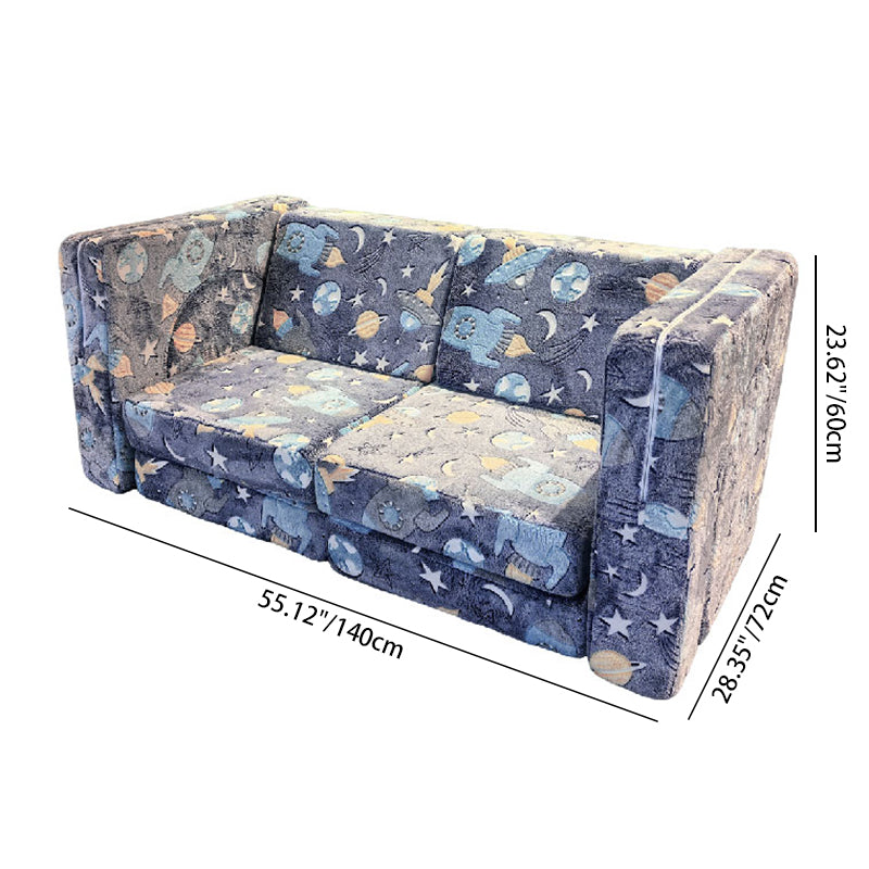 Contemporary Creative Rectangular Kids Sofa: Two-Seater Compressible - Comfortable Upholstered Backrest Armrest Sofa For Living Room