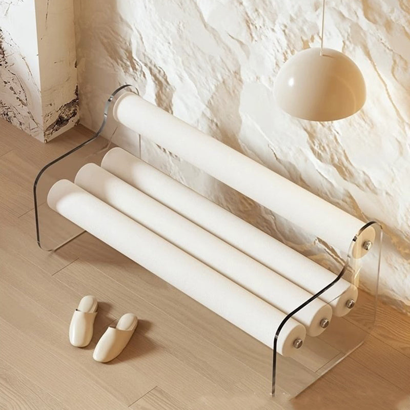Contemporary Scandinavian Rectangular Acrylic Carbon Steel Velvet Fabric Backrest Shoe Bench For Entryways