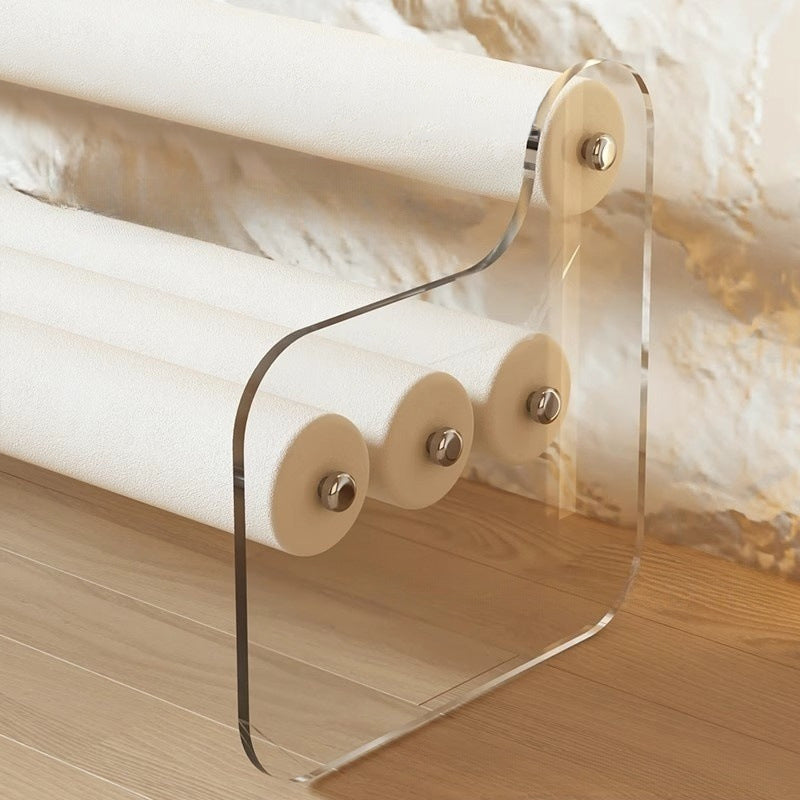 Contemporary Scandinavian Rectangular Acrylic Carbon Steel Velvet Fabric Backrest Shoe Bench For Entryways