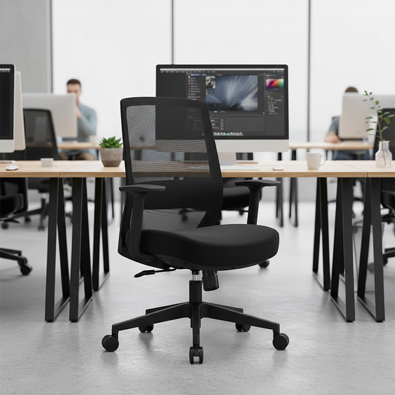 Modern Minimalist Mid-Back Ergonomic Desk Chair - Breathable Mesh Gaming Chair: Adjustable Lumbar Support Swivel Chair For Home Office