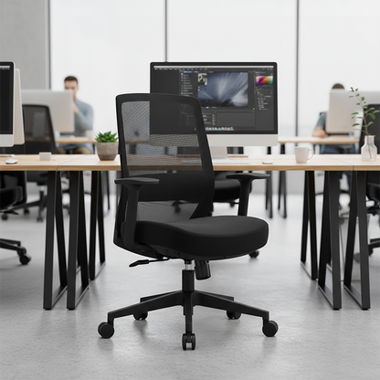Modern Minimalist Mid-Back Ergonomic Desk Chair - Breathable Mesh Gaming Chair: Adjustable Lumbar Support Swivel Chair For Home Office