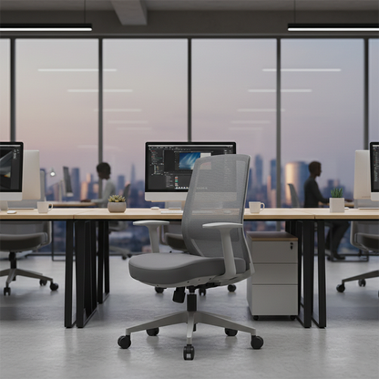 Modern Minimalist Mid-Back Desk Chair - Gray Ergonomic Gaming Chair: Breathable Mesh Swivel Office Chair For Home Office