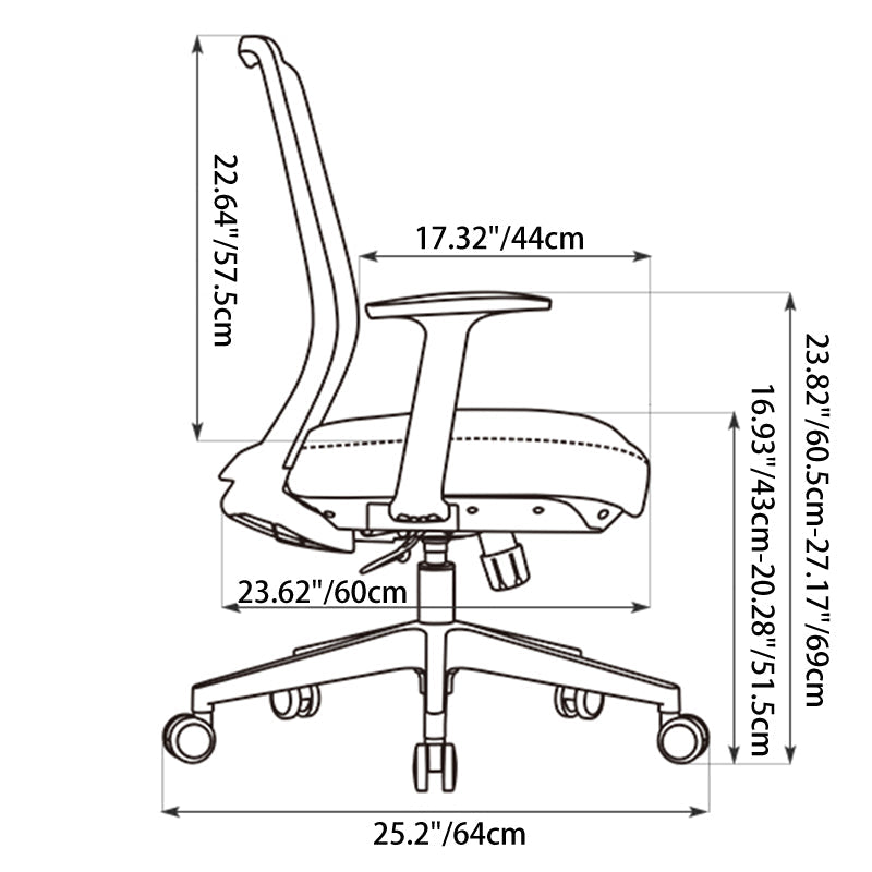Modern Minimalist Mid-Back Desk Chair - Gray Ergonomic Gaming Chair: Breathable Mesh Swivel Office Chair For Home Office