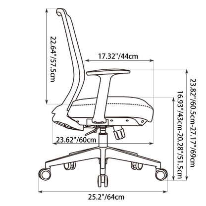 Modern Minimalist Mid-Back Desk Chair - Gray Ergonomic Gaming Chair: Breathable Mesh Swivel Office Chair For Home Office
