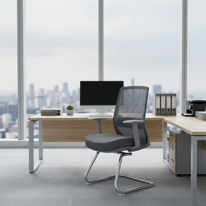 Modern Minimalist Executive Visitor Chair - Mesh Office Reception Chair: Breathable Ergonomic Desk Chair For Home Office
