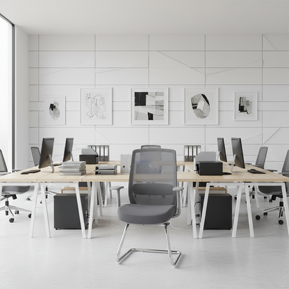 Modern Minimalist Executive Visitor Chair - Mesh Office Reception Chair: Breathable Ergonomic Desk Chair For Home Office