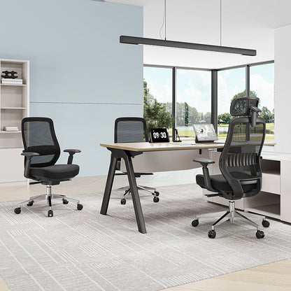 Modern Minimalist Black Executive Office Chair: Ergonomic Design-Swivel Height-Adjustable Gaming Chair For Home Office