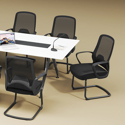 Modern Minimalist Executive Visitor Chair: Black Mesh Desk Chair - Ergonomic Backrest Office Chair For Home Office