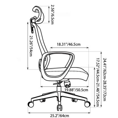 Modern Minimalist High-Back Desk Chair: Ergonomic Gaming Chair - Adjustable Headrest Breathable Mesh Fabric Swivel Chair For Home Office