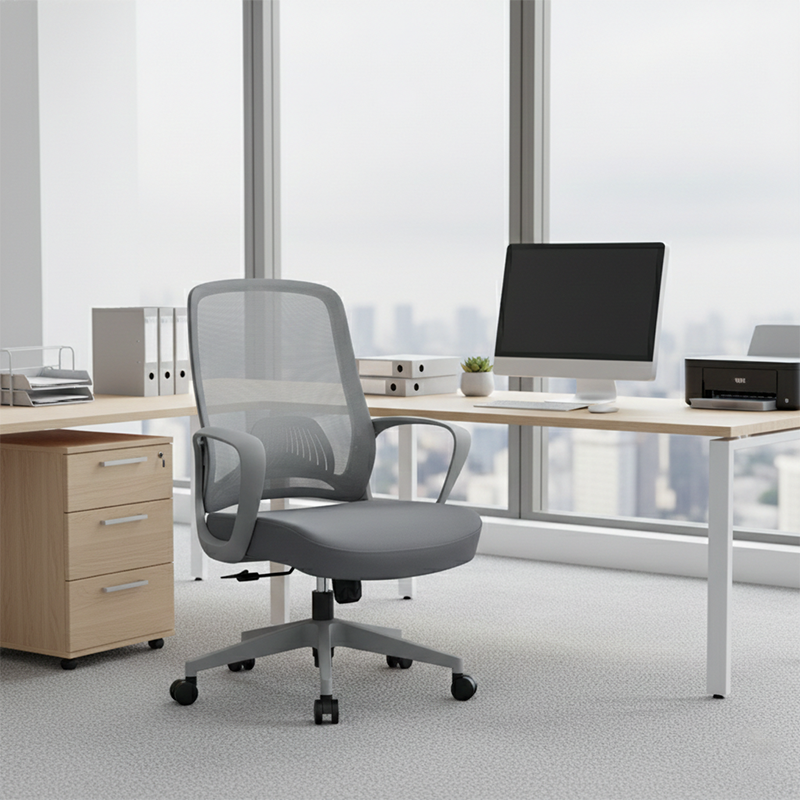 Modern Minimalist Mid-Back Desk Chair: Ergonomic Gaming Chair - Adjustable Headrest & Lumbar Support Swivel Chair For Home Office