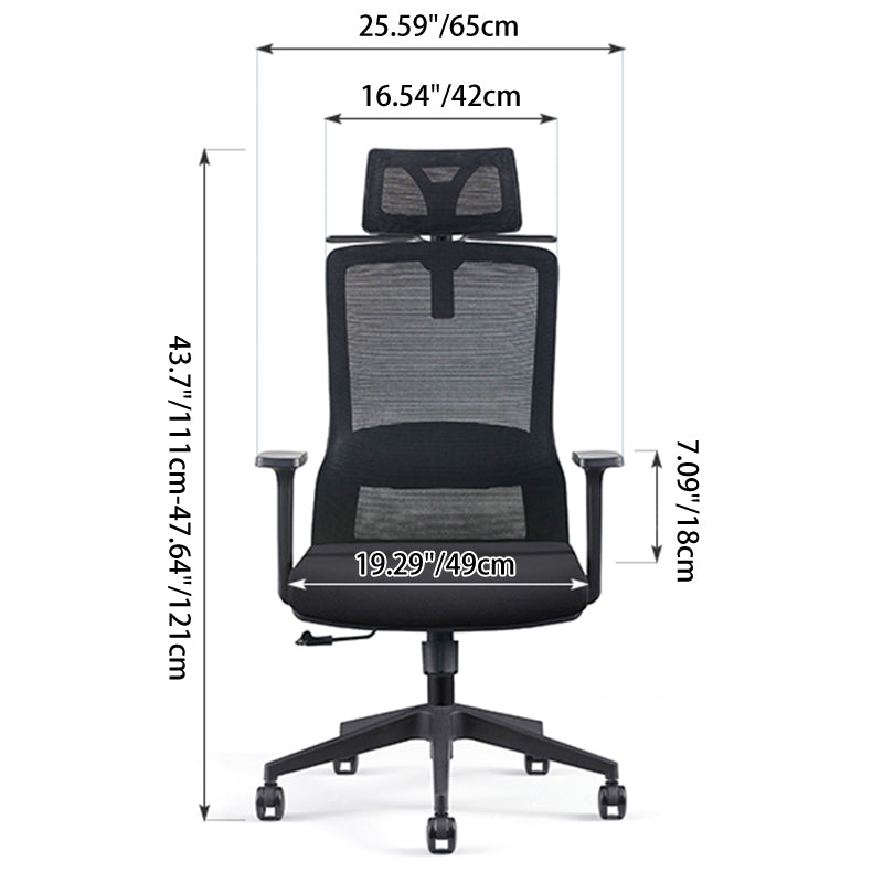 Modern Minimalist High-Back Black Desk Chair: Height-Adjustable Headrest - Ergonomic Swivel Gaming Chair For Home Office