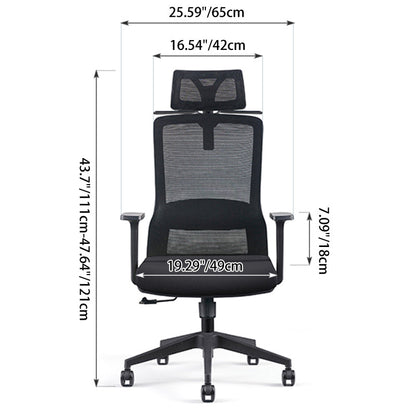 Modern Minimalist High-Back Black Desk Chair: Height-Adjustable Headrest - Ergonomic Swivel Gaming Chair For Home Office