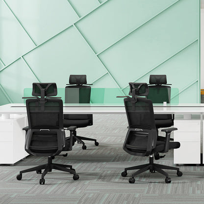 Modern Minimalist High-Back Black Desk Chair: Height-Adjustable Headrest - Ergonomic Swivel Gaming Chair For Home Office