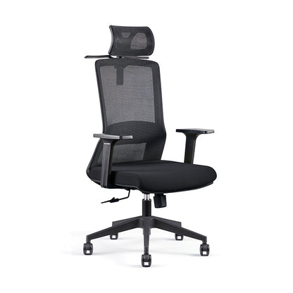 Modern Minimalist High-Back Black Desk Chair: Height-Adjustable Headrest - Ergonomic Swivel Gaming Chair For Home Office