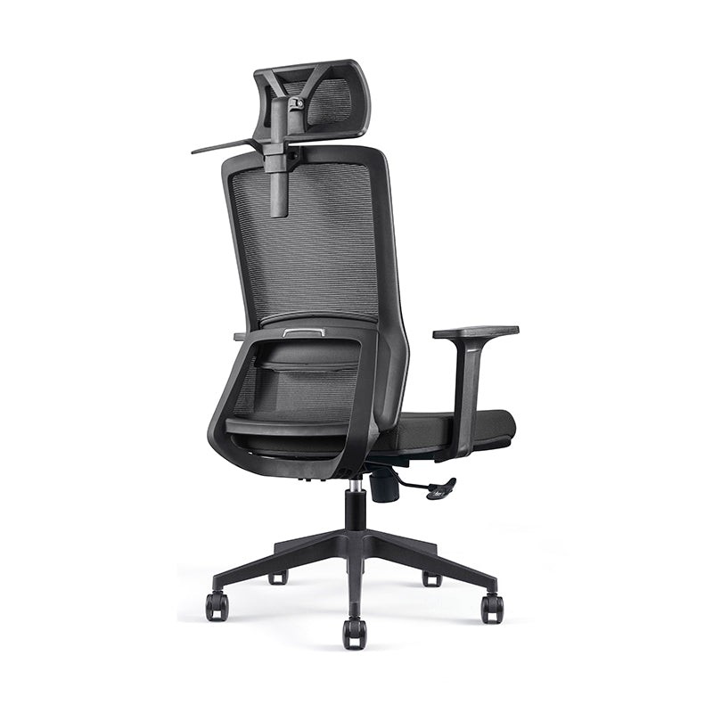 Modern Minimalist High-Back Black Desk Chair: Height-Adjustable Headrest - Ergonomic Swivel Gaming Chair For Home Office