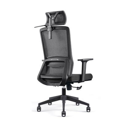 Modern Minimalist High-Back Black Desk Chair: Height-Adjustable Headrest - Ergonomic Swivel Gaming Chair For Home Office