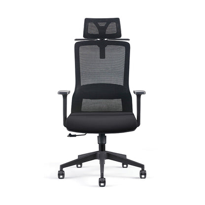 Modern Minimalist High-Back Black Desk Chair: Height-Adjustable Headrest - Ergonomic Swivel Gaming Chair For Home Office