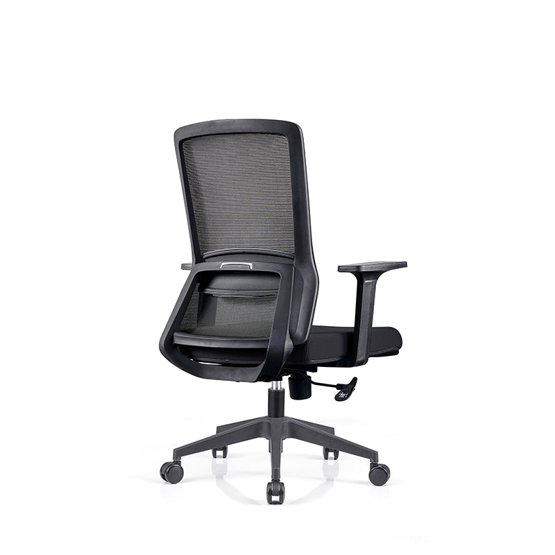 Modern Minimalist Mid-Back Black Desk Chair: Breathable Mesh Fabric - Ergonomic Swivel Gaming Chair For Home Office