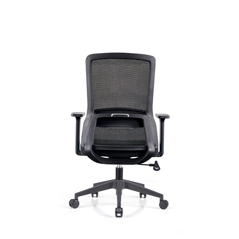 Modern Minimalist Mid-Back Black Desk Chair: Breathable Mesh Fabric - Ergonomic Swivel Gaming Chair For Home Office