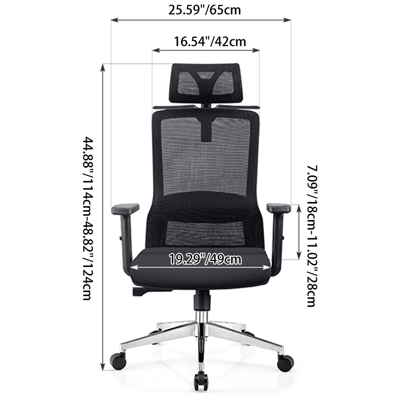 Modern Minimalist Black High-Back Desk Chair: Height-Adjustable 2D Armrests - Ergonomic Gaming Chair For Home Office